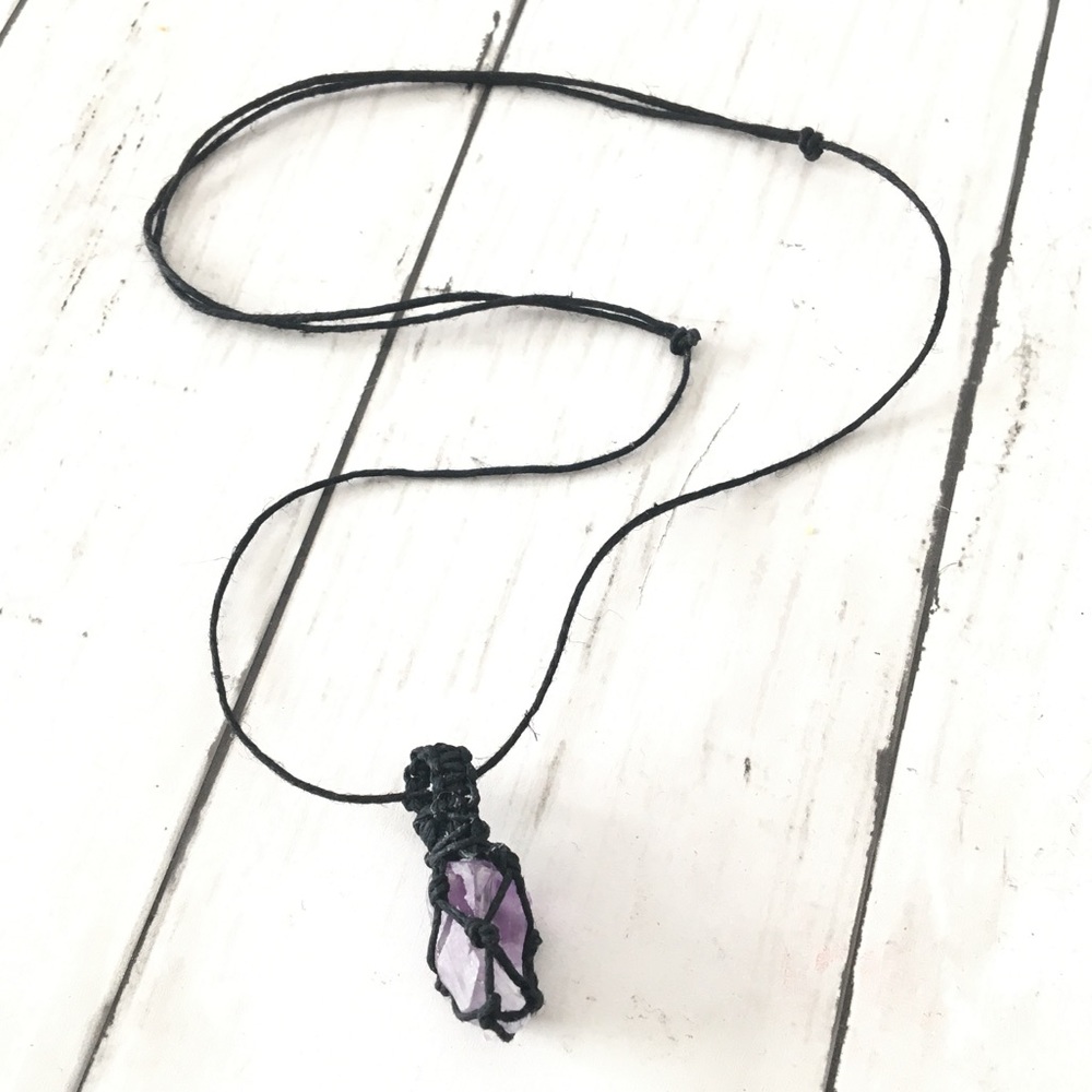 $10 bundled • wrapped amethyst pendant necklace